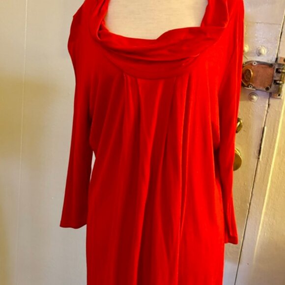 Women's Kenneth Cole Red Tunic with Cowl Neck - Picture 1 of 5